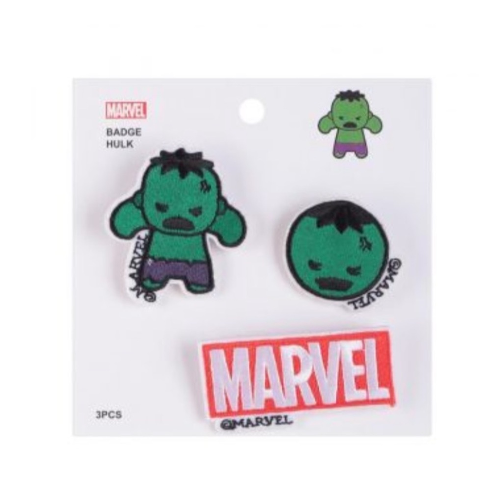 Set of Badge pins Hulk print, Marvel, Miniso, polyester, 11.5x11.5 cm 3 pieces